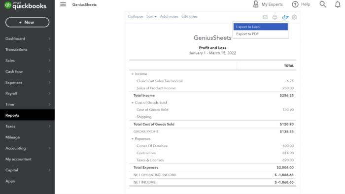 Easily Create and Update Excel Reports from QuickBooks